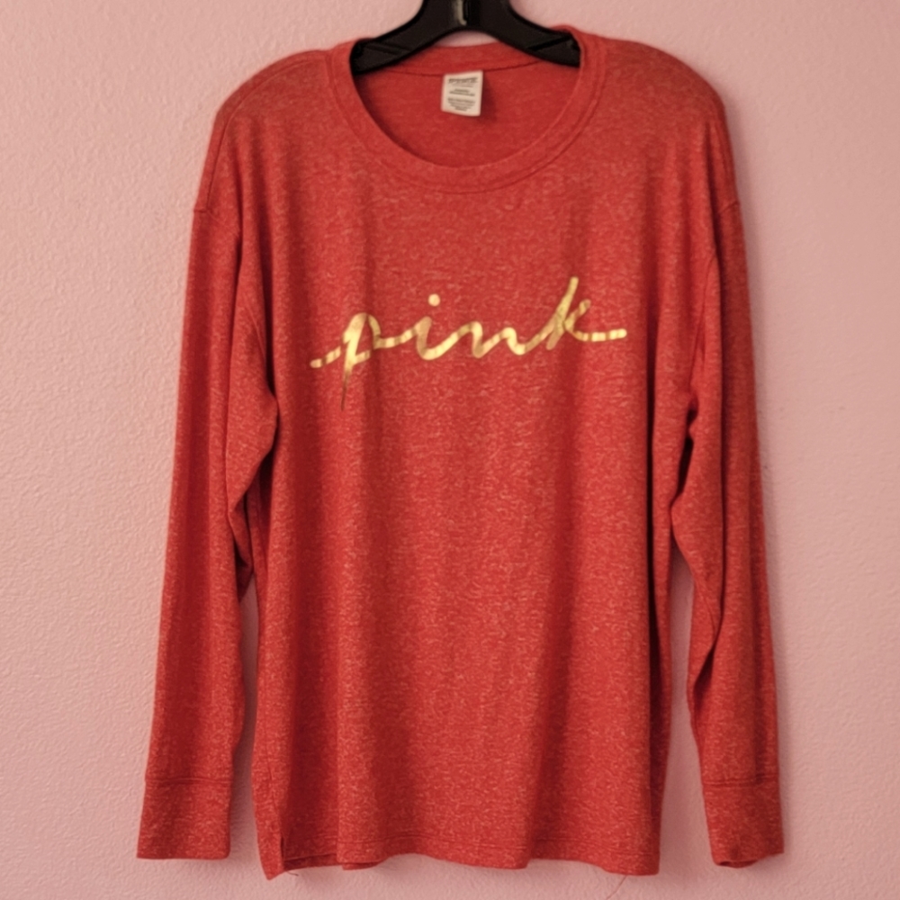 PINK COZY LONG-SLEEVE SLEEP SHIRT/ L.